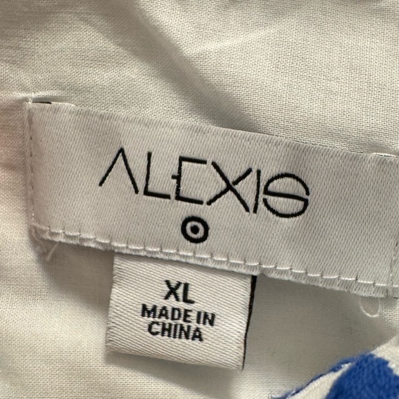 Alexis White and Blue Geometric Shirt Dress - Picture 3 of 3